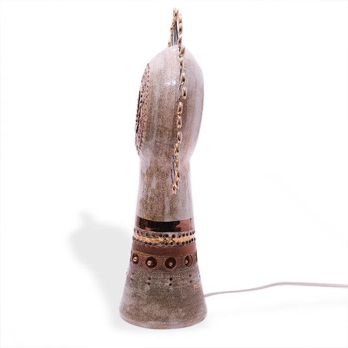 Georges Pelletier, rare and vintage "Soleil" table lamp in enamelled chamotte clay, signed, from the 1960's - Detail D3