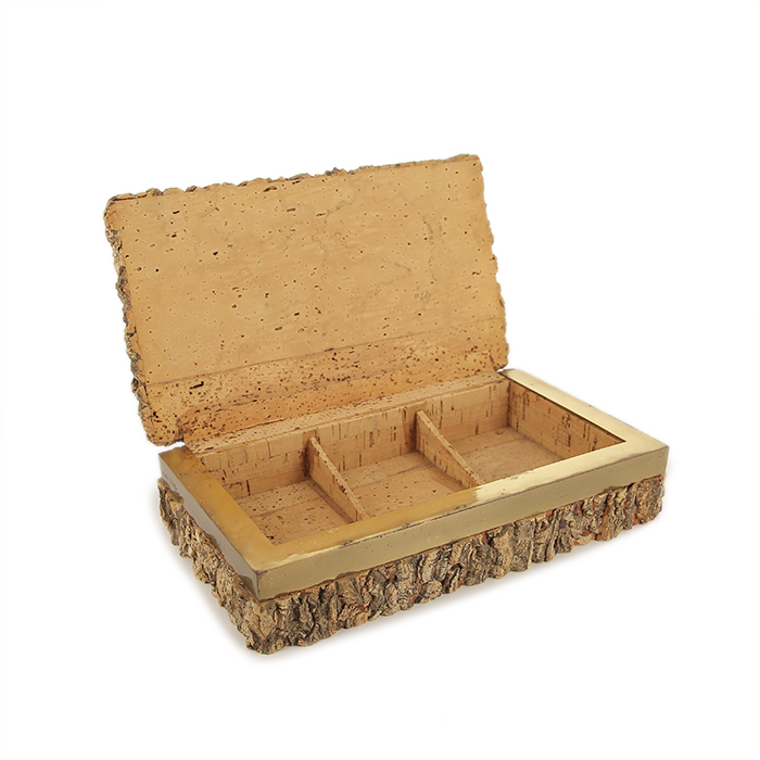 Gabriella Crespi, desk set from the "Sughero" series including a box and a pencil holder, in cork and brass, signed, from 1975 - Detail D1