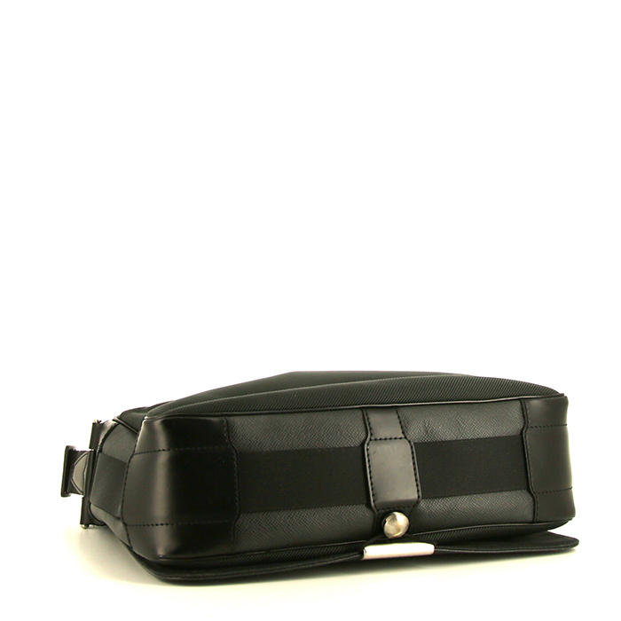 Bolso bandolera Louis Vuitton  Viktor en cuero taiga gris antracita y lona gris - Detail D4