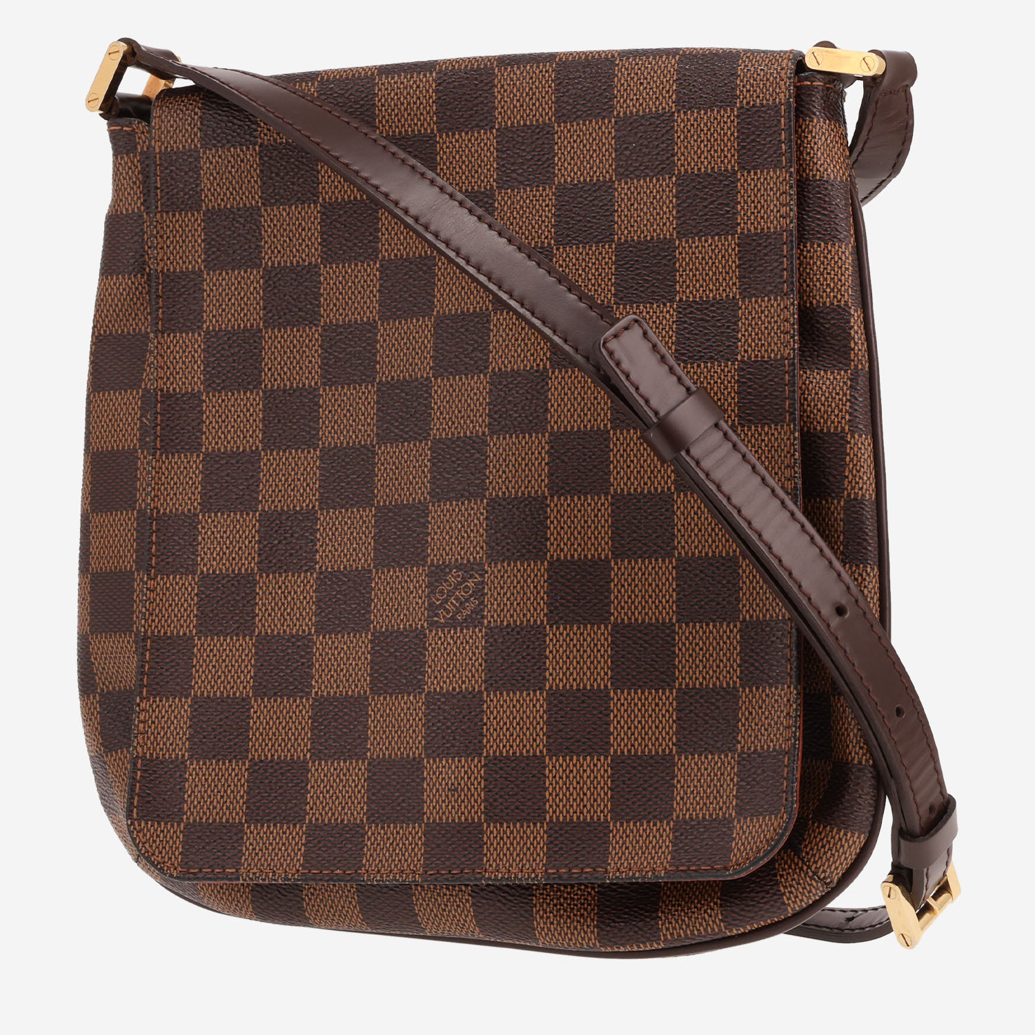 Louis Vuitton Musette shoulder bag in ebene damier canvas and brown leather