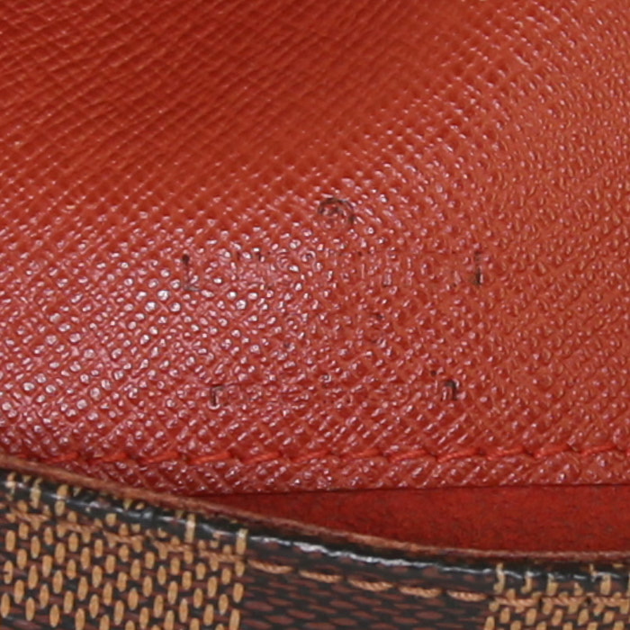 Bolso bandolera Louis Vuitton Musette en lona a cuadros ébano y cuero marrón - Detail D3