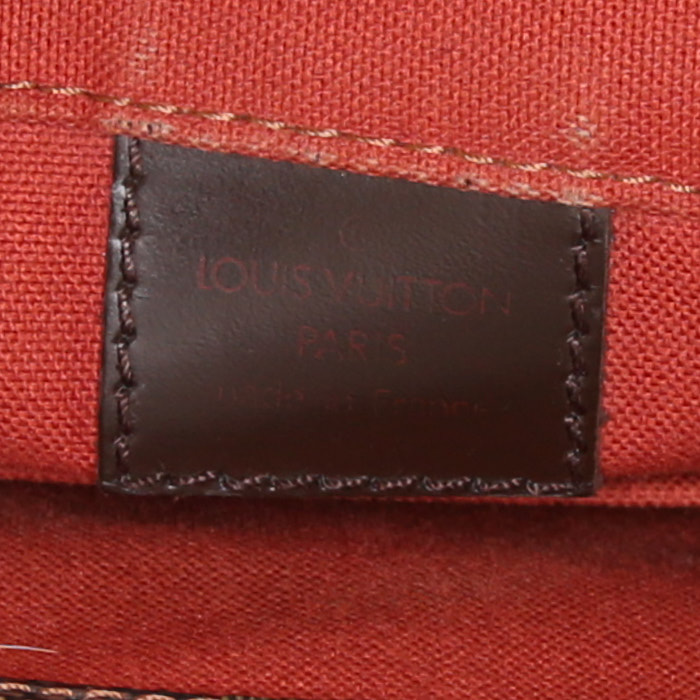 Sac bandoulière Louis Vuitton Bastille en toile damier enduite ébène et cuir marron - Detail D3