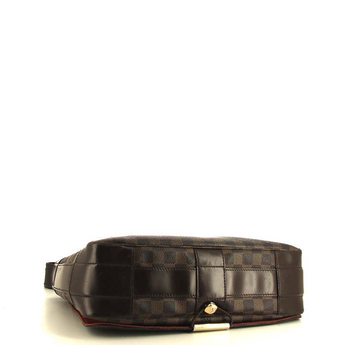 Louis Vuitton Bastille shoulder bag in ebene damier canvas and brown leather - Detail D4