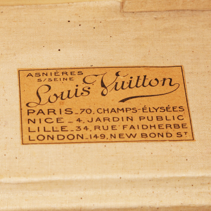Bauletto Louis Vuitton Malle à Chapeaux in Vuittonite arancione e pelle naturale - Detail D3