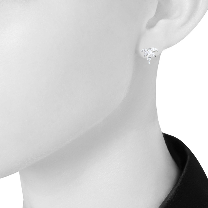 Pendientes Messika The Radiant Firebird en oro blanco,  oro amarillo y diamantes - Detail D2