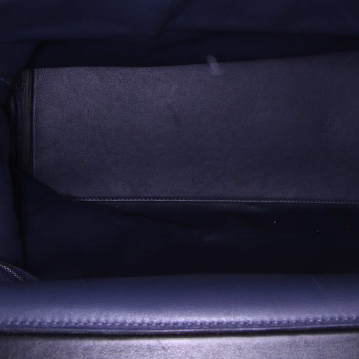 Hermès 24/24 handbag in blue togo leather and black leather - Detail D2