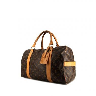 Borsa weekend Louis Vuitton Carryall in tela monogram cerata marrone e pelle naturale