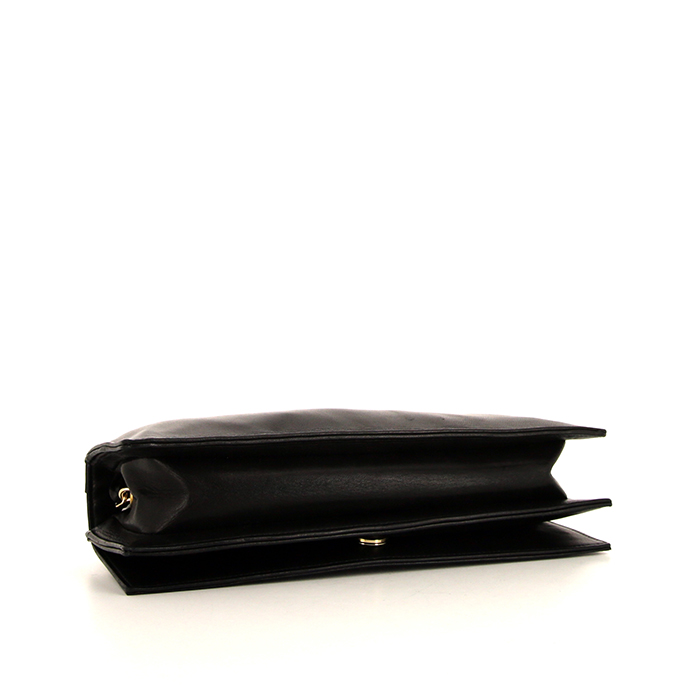 Chanel Baguette handbag/clutch in black leather - Detail D5