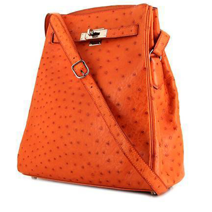 sac à main hermès kelly sport en autruche orange