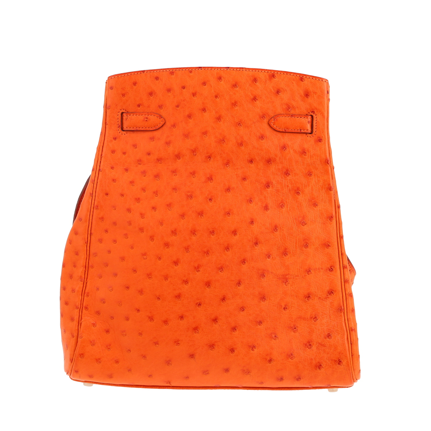 Bolso de mano Hermès Kelly Sport en avestruz naranja - Detail D4