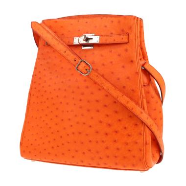 Bolso de mano Hermès Kelly Sport en avestruz naranja