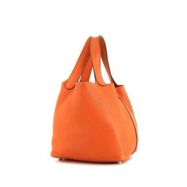 Sac à main Hermes Picotin petit modèle en cuir togo orange