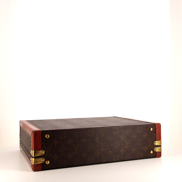 Valigia Louis Vuitton President in tela monogram marrone e pelle naturale - Detail D5
