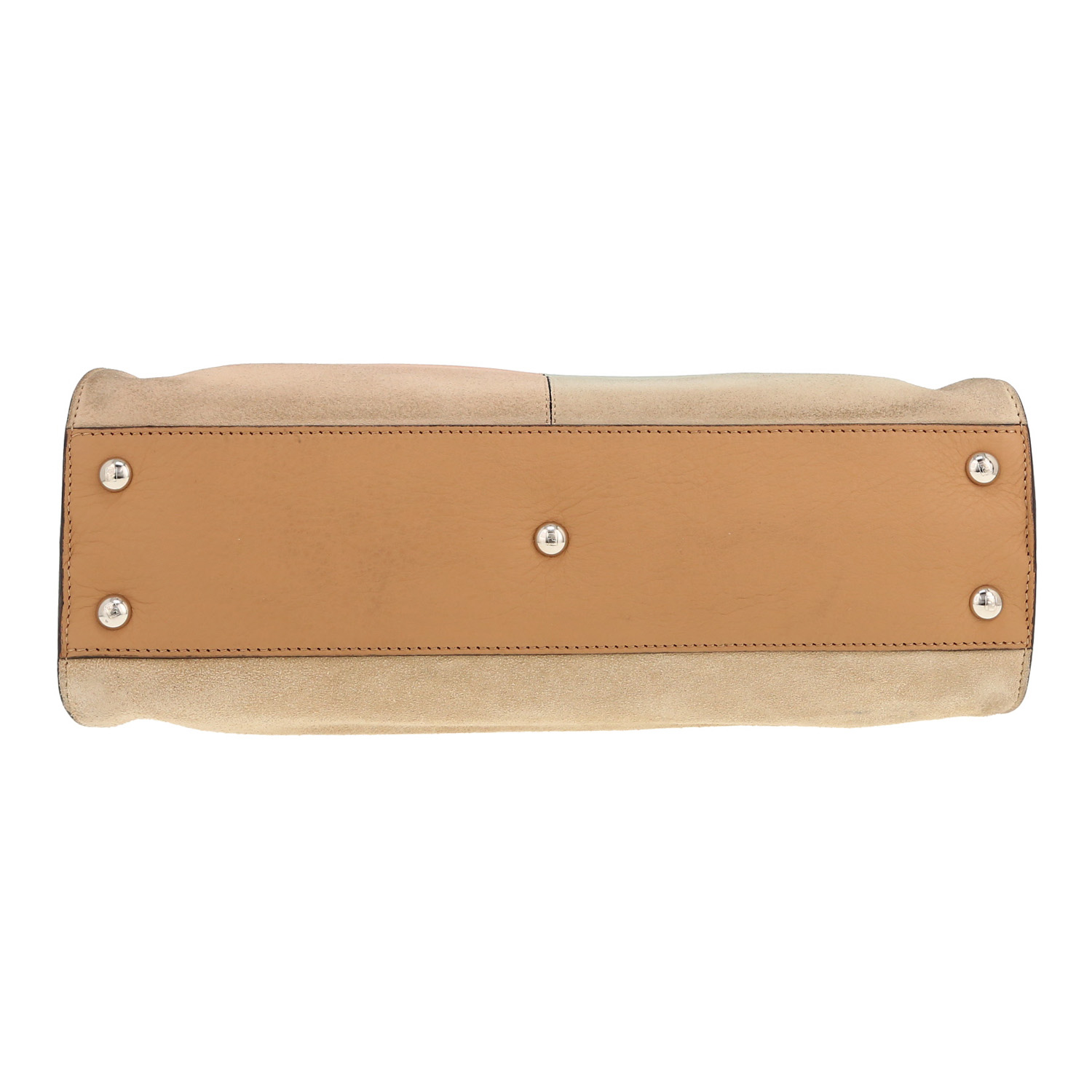 Fendi  Peekaboo medium model  handbag  in beige suede - Detail D1