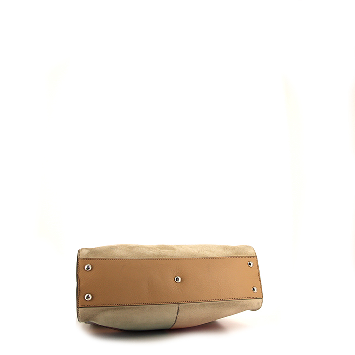 Fendi  Peekaboo medium model  handbag  in beige suede - Detail D5
