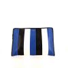 Bolsito de mano Balenciaga Bazar shopper en cuero tricolor azul, blanco y negro - 360 thumbnail