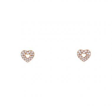Poiray Coeur Secret small earrings in pink gold and diamonds