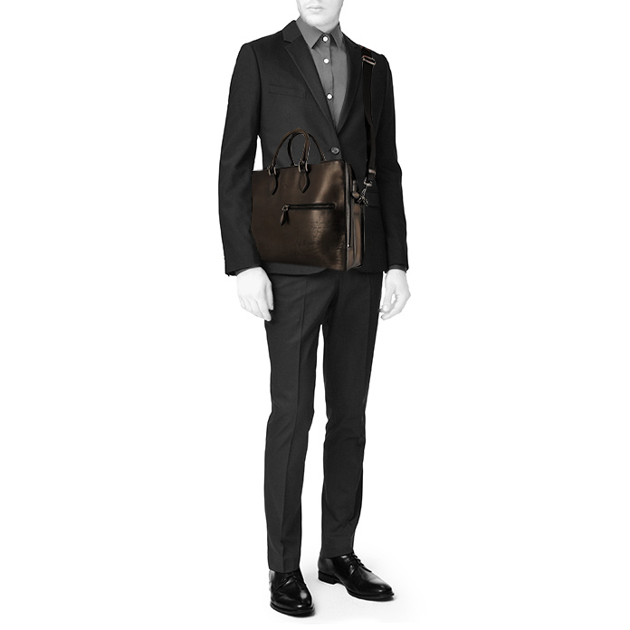 Berluti Deux jours briefcase in brown leather - Detail D2