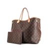 Shopping bag Louis Vuitton Neverfull modello grande in tela monogram marrone e pelle naturale - 00pp thumbnail