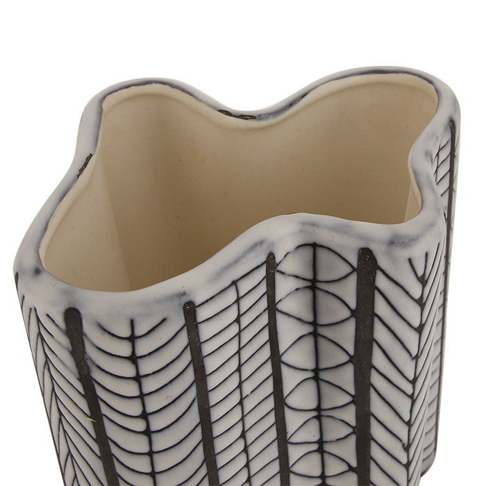 Roger Capron, free-form vase in stanniferous earthenware, "scarifications" decor, signed, of 1954/58