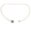 Hald-rigid open Pomellato Sabbia linked necklace in pink gold, brown diamonds and diamonds - 00pp thumbnail