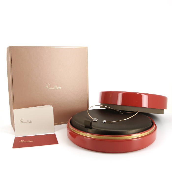 Girocollo semirigido aperto Pomellato Sabbia in oro rosa,  diamanti e diamanti brown - Detail D2