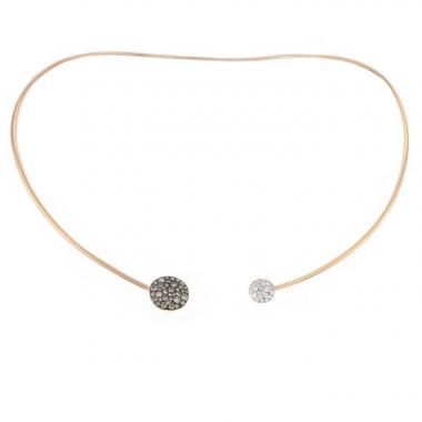 Collier ras de cou semi-rigide ouvert Pomellato Sabbia en or rose, diamants et diamants bruns