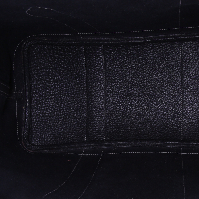 Sac cabas Hermes Garden Party en toile noire et cuir noir - Detail D2