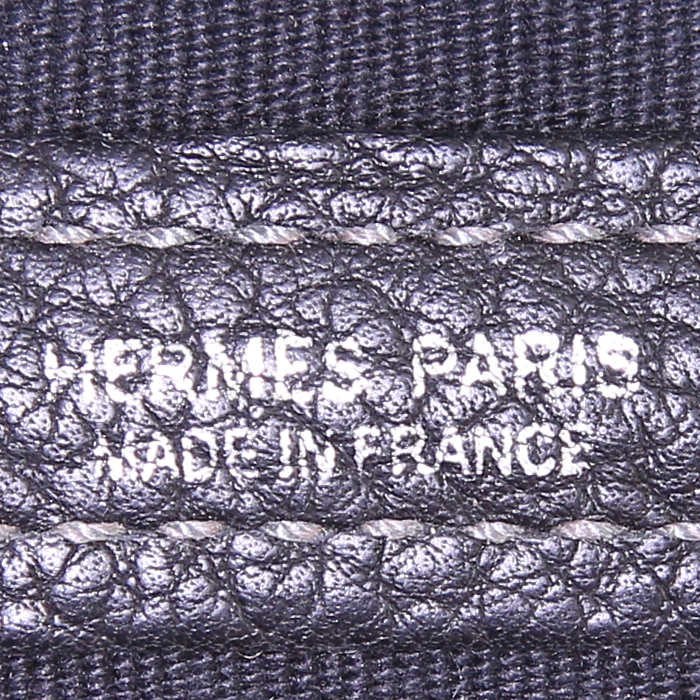 Sac cabas Hermes Garden Party en toile noire et cuir noir - Detail D3