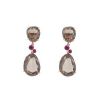 Pomellato Bahia pendants earrings in pink gold,  smoked quartz and ruby - 00pp thumbnail