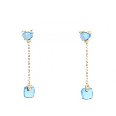 Pendientes colgantes Pomellato Sassi en oro amarillo,  topacios y diamantes