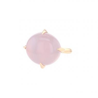 Anello Pomellato Veleno modello grande in oro rosa e quarzo