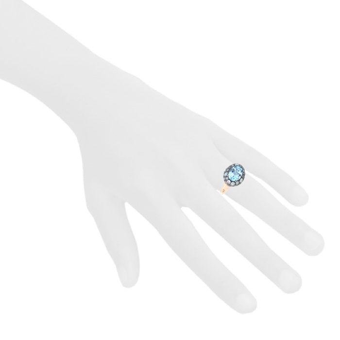 Bague Pomellato Tabou petit modèle en or rose,  argent et topaze - Detail D1
