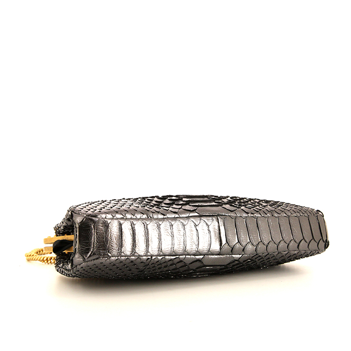 Chanel Vintage handbag in silver python - Detail D4