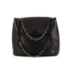 Chanel bag worn on the shoulder or carried in the hand in black grained leather - 360 thumbnail