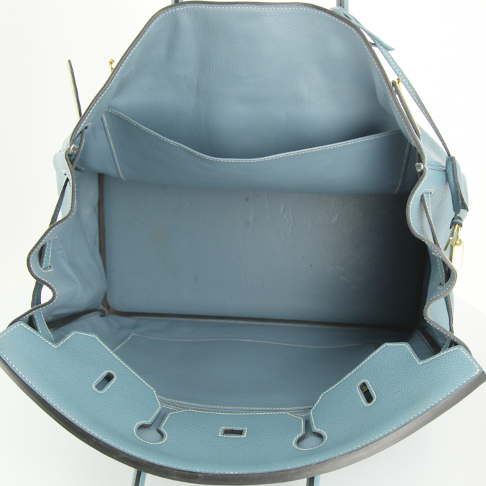 Sac à main Hermes Birkin 40 cm en cuir taurillon clémence bleu-jean - Detail D2