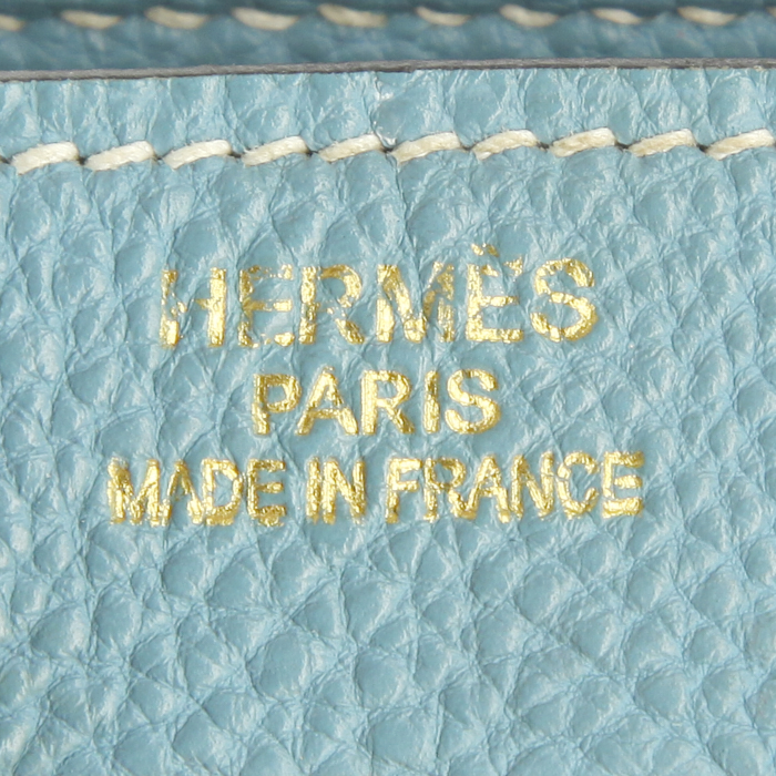 Hermes Birkin 40 cm handbag in blue jean leather taurillon clémence - Detail D3