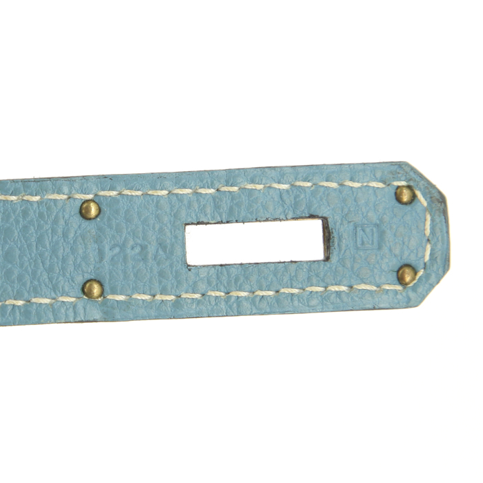 Borsa Hermes Birkin 40 cm in pelle taurillon clemence blu - Detail D4