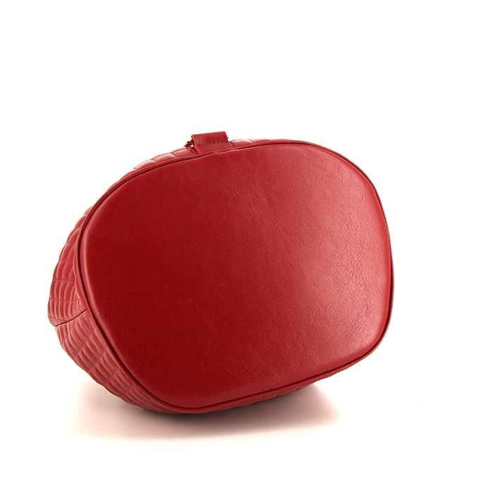 Mochila Celine C bag en cuero acolchado rojo - Detail D4