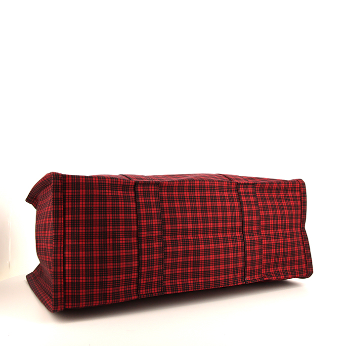 Dior shopping bag in red and blue printed patern canvas - Detail D4