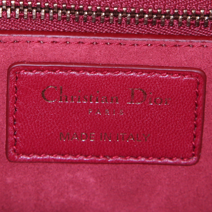 Bolso de mano Dior Dioraddict en cuero cannage color burdeos - Detail D4