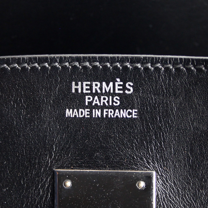 Bolso de mano Hermes Birkin 35 cm en cuero box negro - Detail D3