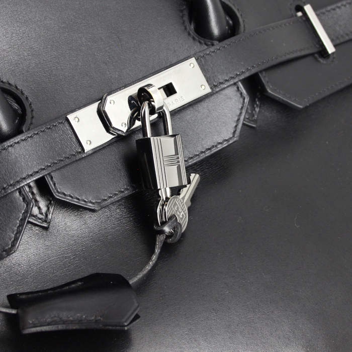 Sac à main Hermes Birkin 35 cm en cuir box noir - Detail D4