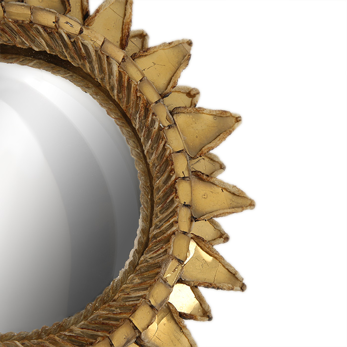 Line Vautrin, "Soleil à pointes" (sun with spikes) convex mirror, model n°2, in talosel and mirrors, signed, around 1955 - Detail D1