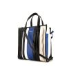 Shopping bag Balenciaga Bazar shopper modello piccolo in pelle blu bianca e nera - 00pp thumbnail