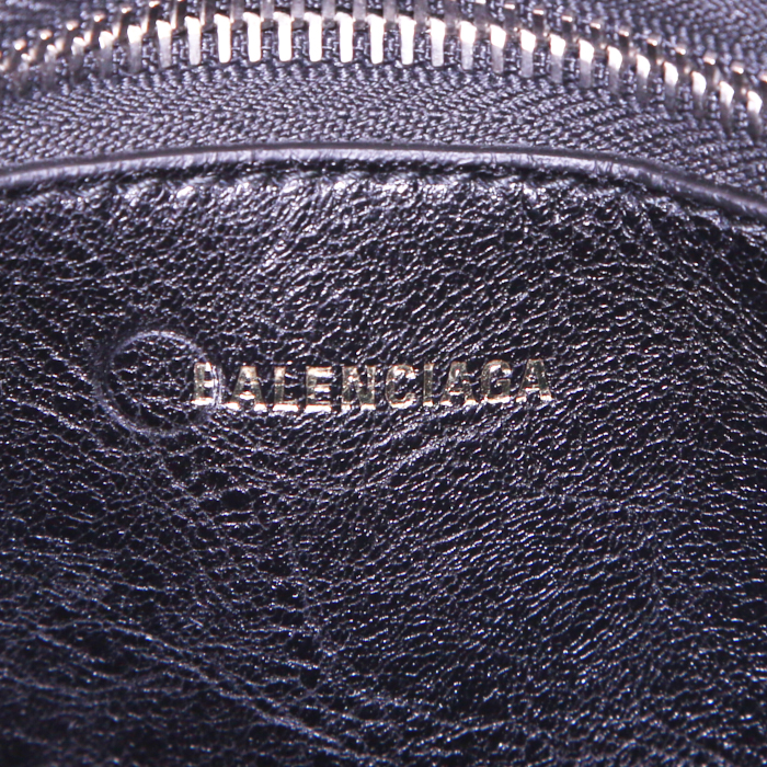 Balenciaga Bazar shopper small model shopping bag in blue, white and black leather - Detail D4