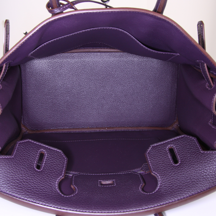 Sac à main Hermes Birkin 30 cm en cuir togo violet - Detail D2