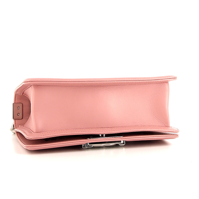 Borsa Chanel Boy mini in plastico rosa intrecciata e pelle rosa - Detail D5