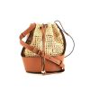 Loewe Balloon handbag in brown leather and raphia - 360 thumbnail