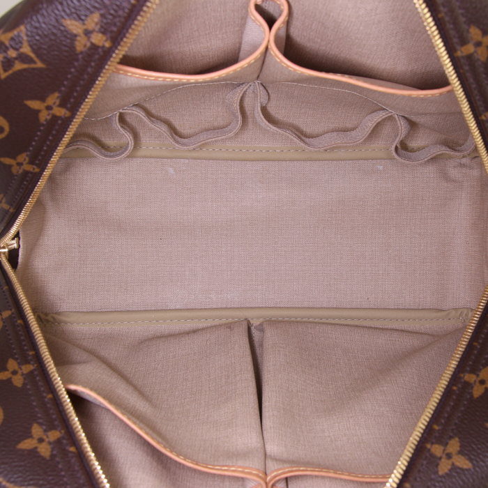 Bolso de mano Louis Vuitton Deauville en lona Monogram marrón y cuero natural - Detail D2